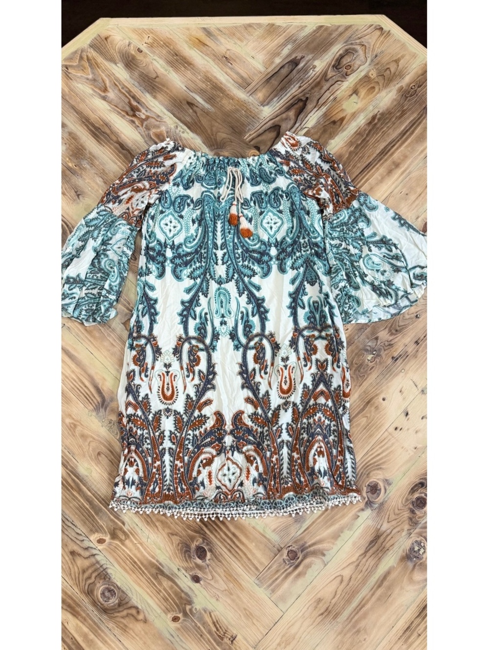 Flawless off shoulder paisley tunic/ dress 0603